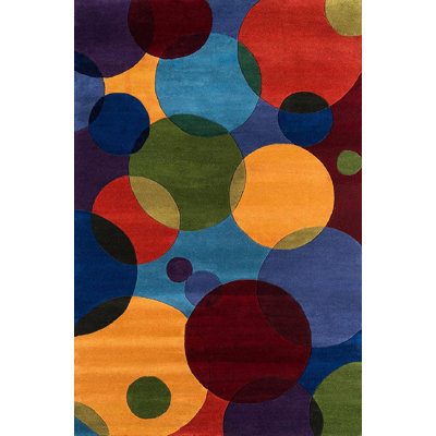 Tapis bleu / rouge / vert / jaune en laine touffeté à la main Beucher