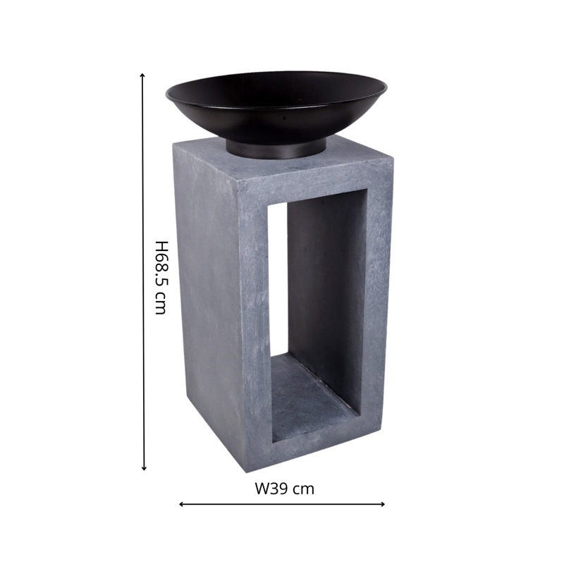 Wood Burning Fire Pit Column, H 69cm x W 40cm x D 40cm