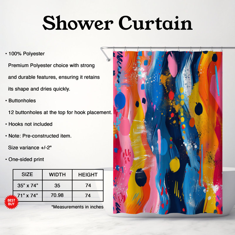 Rideau de douche Peppy, H 74 po x l 71 po