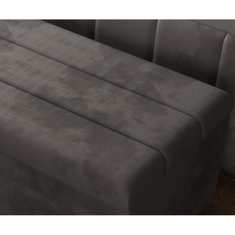 Airiona 102cm Wide Rectangle Striped Standard Ottoman with Storage, Charcoal