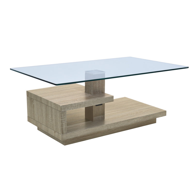 Jamilee Abstract Coffee Table with Storage, Oak