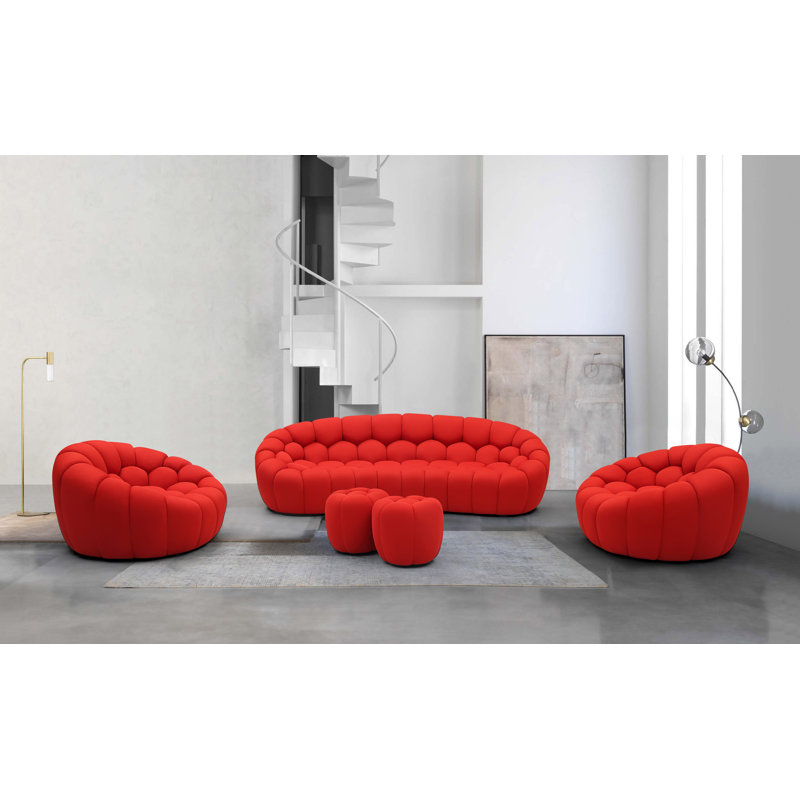 Canapé moderne à 3 places rembourré de 104 po, Red Microfiber / Microsuede