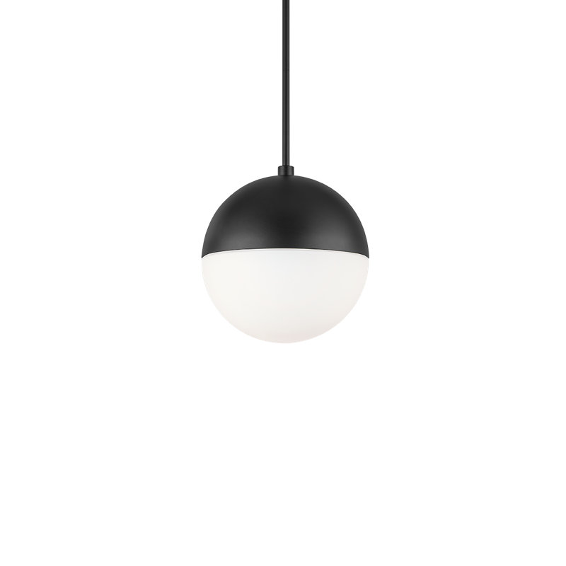 Luminaire suspendu sphère 1 lumière DEL Punk, Noir, 3000 K, H 14,5 po x l 14 po x P 14 po