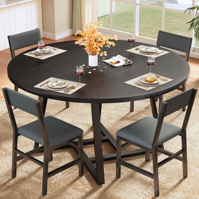 Transformer Dining Table Set For 4-8, 5-piece Extendable Dining Set