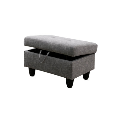 Linen Blend Upholstered Storage Bench