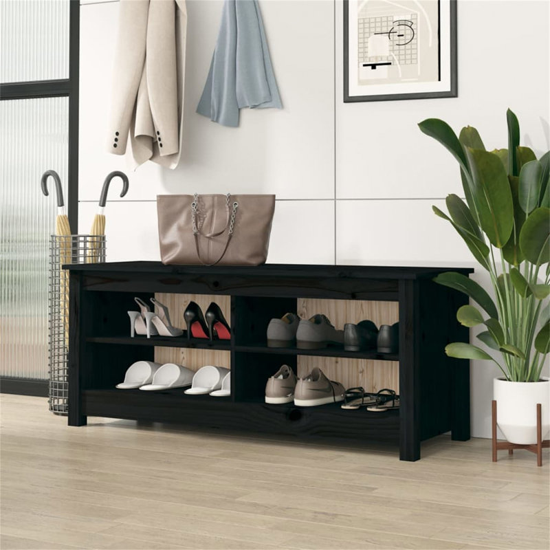 Ascan Cotton Blend Upholstered Storage Bench, Black