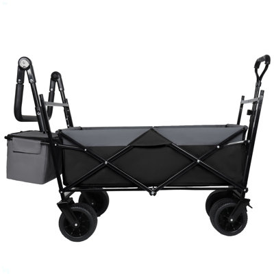 With Push Handle, 480Lbs Collapsible Wagon With Canopy, Wagon Cart With 7" All-Terrain Wheels, Lightweight Foldable Wagon, Large Capacity For Camping, Shopping, Sports, And Garden Use