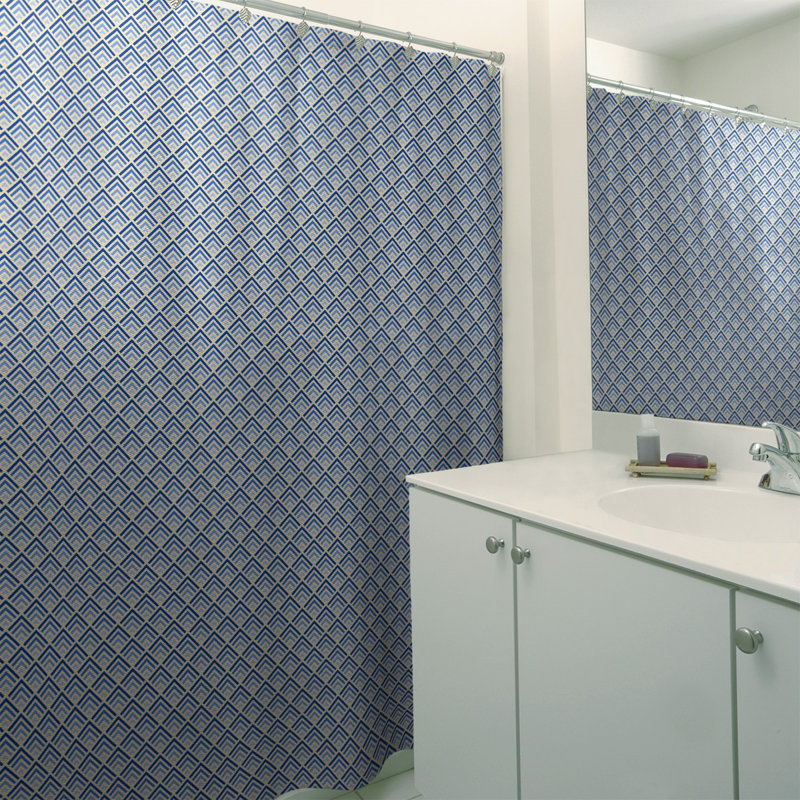 Rideau de douche simple à rayures katelyn elizabeth geometric dégradé, Jaune / Bleu