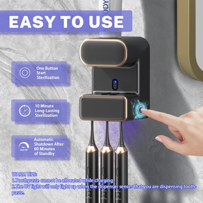 Wall Mounted Automatic Electric Toothpaste Dispenser, (Black)