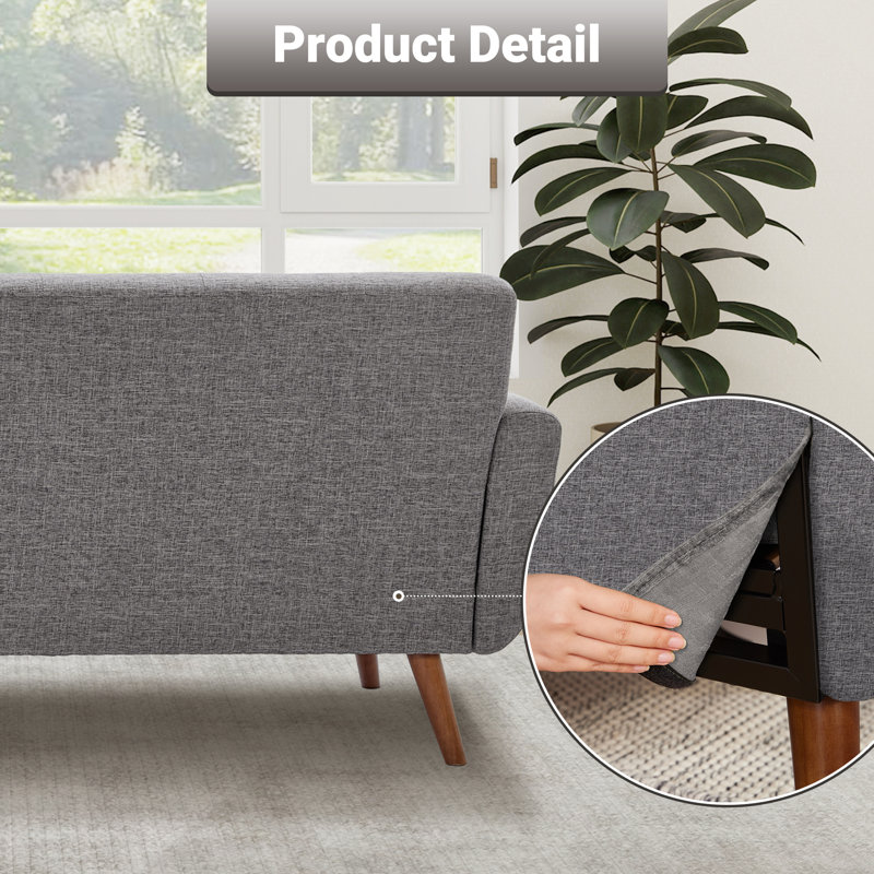 Canapé 65 po Mid-Century, Gris
