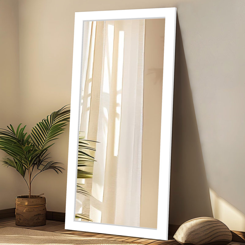 Wood Rectangle Mirror, White, 71" x 32"
