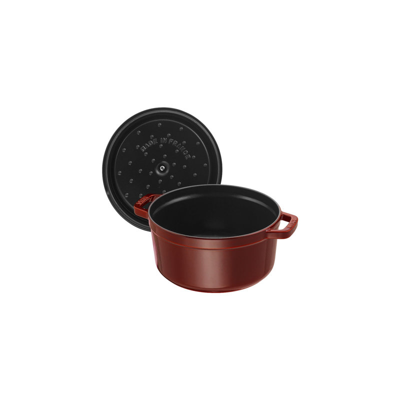 La Cocotte Cast Iron Round Cocotte, Grenadine, 13.25 quarts