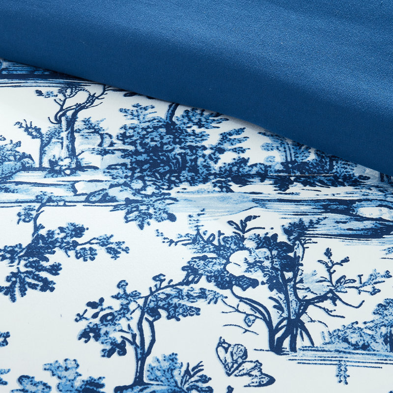 Modern Threads Printed Complete Bed Set - Shaya Toile Design, Full Comforter + 7 Additional Pieces
