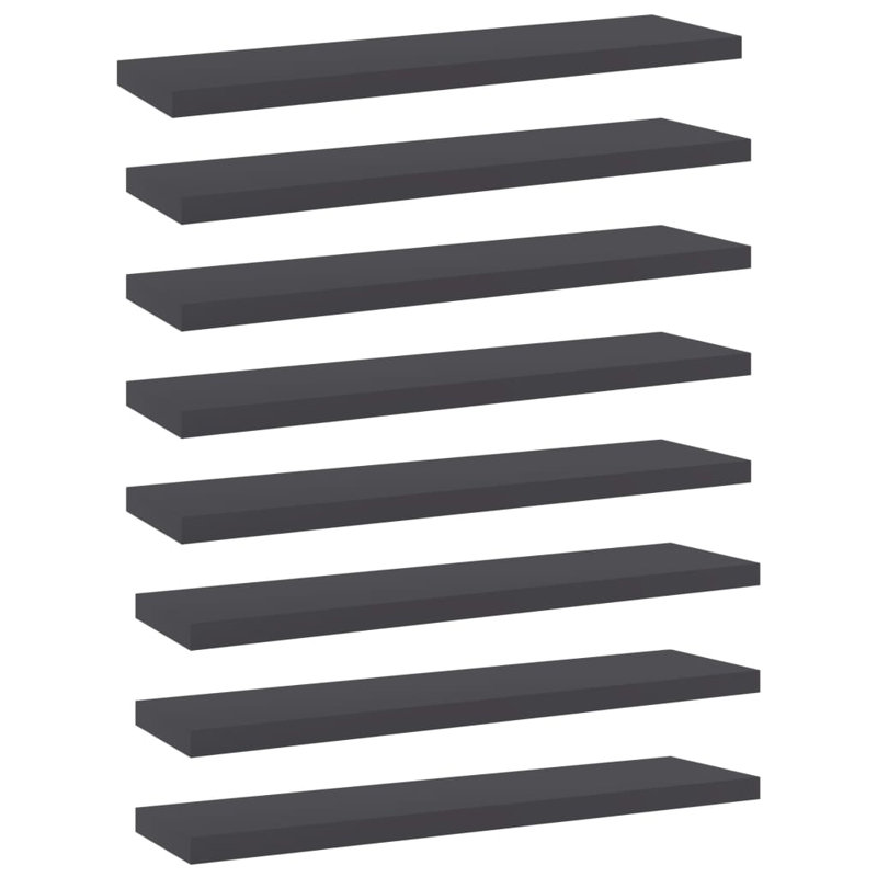 Tablettes pour bibliothèque 8 pièces en bois d'ingénierie, Gris, (8 tablettes) H 0,59 po x l 15,75 po x P 3,94 po