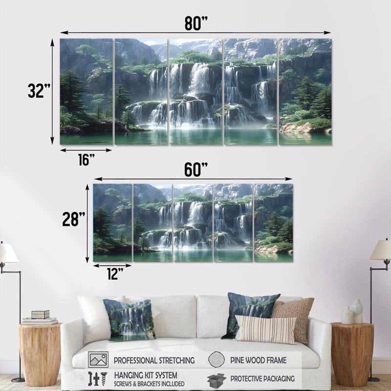Claypoole - Ensemble de 5 décorations murales en cascade, H 28 po x l 60 po