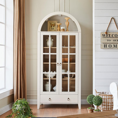 Farmhouse Arched Cabinet with Glass Doors by Breakwater Bay