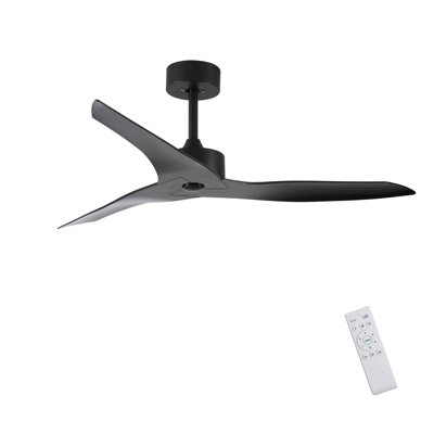 Ventilateur de plafond 52 "sans lumière avec télécommande, 3 pales ABS Farmhouse Ventilateur de plafond réversible à moteur à courant continu 6 vitesses pour salon, chambre à coucher, cuisine