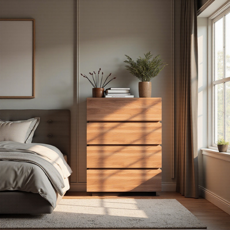 Aaleena Sturdy 4 Drawer Dresser For Bedroom, Living Room, Or Hallway  Modern Storage Solution