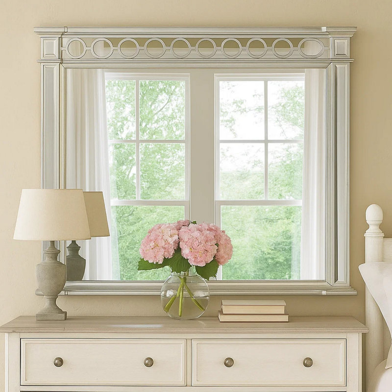 Miroir de commode biseauté en bois Shultis