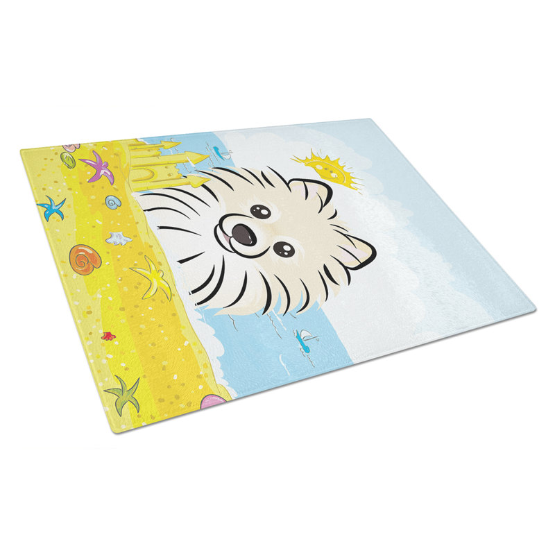Planche à découper en verre trempé d’été caroline, Loulou de Poméranie