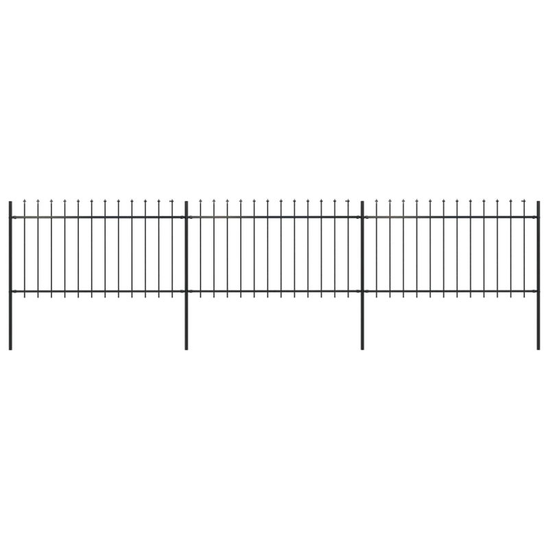 Raziya Garden Fence Spear Top Steel Outdoor Panels Barrier Border Multi Sizes, 1m H x 5.1m W