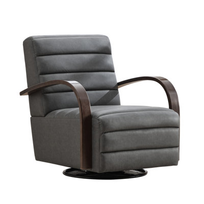 Modern 360° Swivel Accent Chair with Solid Wood Armrests for Multiple Spaces