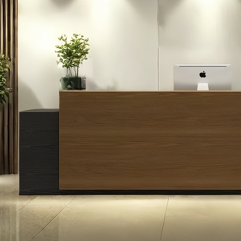 102.36” Elegant Writing Desk, Computer Table & Front Desk, Brown/Black