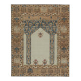 Floral Hand-Knotted Rectangle 8'1" x 10' Cotton/Wool Area Rug in Beige/Brown