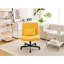 Chaise de bureau sans accoudoirs en lin jaune Cross avec roulettes, idéale pour le bureau à domicile et les espaces de maquillage. Stabilité accrue et rotation à 360° pour un maquillage confortable. Coussin et réglages ajustables.