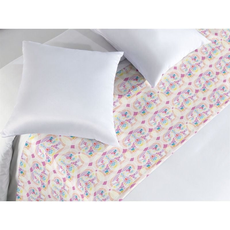 Chemin de lit Ambesonne Art Deco formes psychédéliques rétro multicolore, Très grand lit