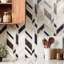 Amari 12x19 Chevron Polished Marble & Aluminum Inlay Mosaic Tile-995789257