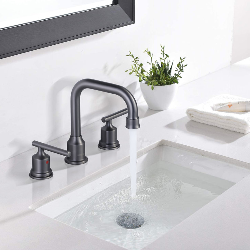 2-handle Bathroom Faucet with Drain Assembly, Brushed Gray