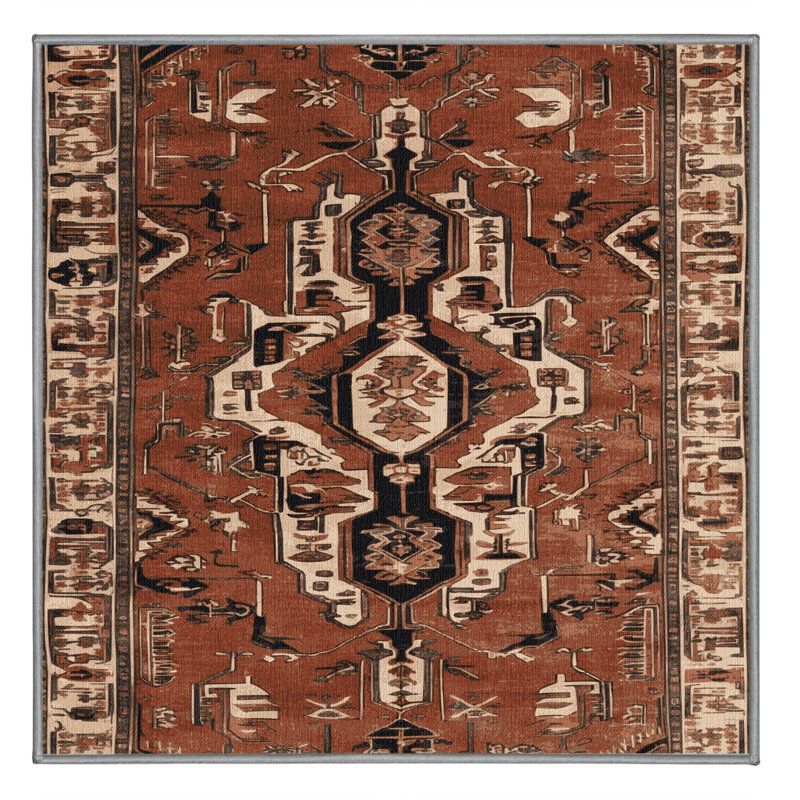 Tapis brun lavable à la machine, Carré 3 pi