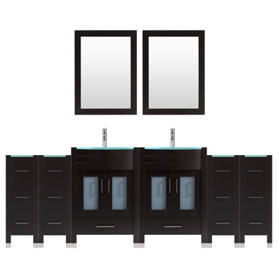 Marguez 120'' Double Bathroom Vanity with Glass Top