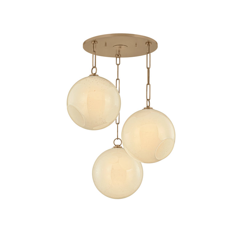 Lustre en laiton patiné Troy Lighting, H 14,25 po x l 26 po x P 26 po, Trois lumières