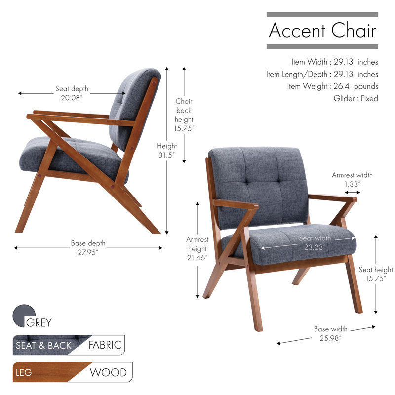 Drennen Upholstered Armchair, Gray
