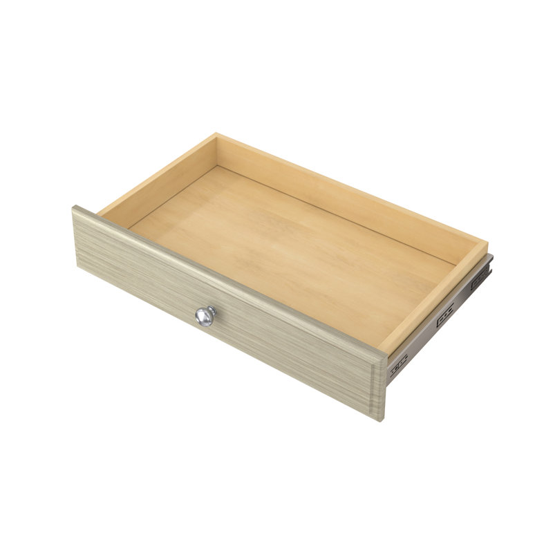 Tiroir à quadrillage en bois manufacturé, Gris patiné, H 4 po x l 24 po x P 14 po