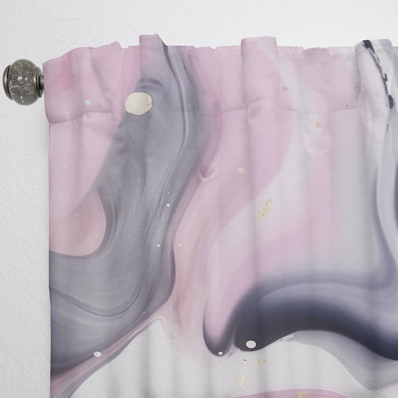 Veleer - Gold And Pink Swirl Ink V - Modern Velvet Curtain - Room Darkening - 1 panel, 52" W x 63" L