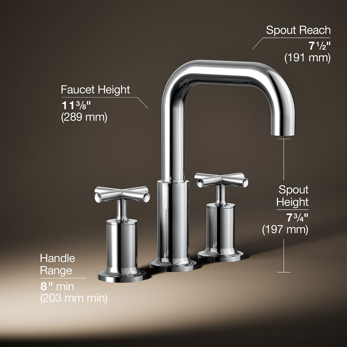 Purist Deck Bath Faucet Trim with Cross Handles, Polished Chrome