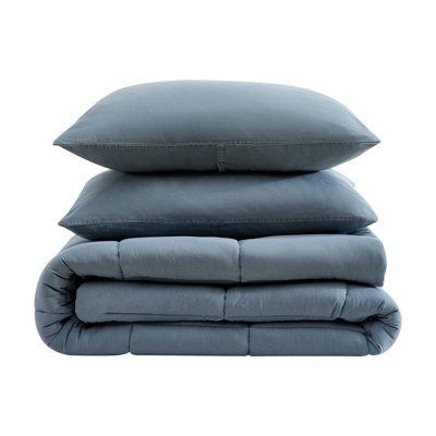 Kenneth Cole Stonewashed Solid Blue Comforter Bonus Set