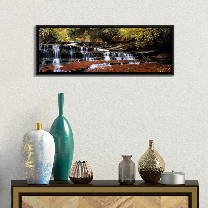 «Panoramic Waterfall in a Forest», reproduction de photo sur toile tendue, H 20 po x l 60 po x P 1,5 po