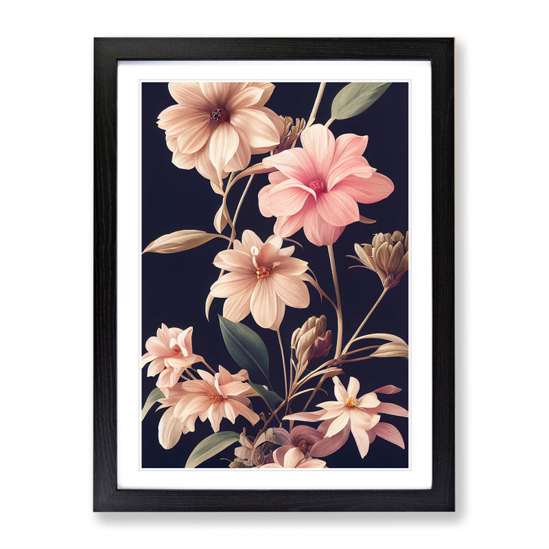 The Classic Flowers No.5 - Single Picture Frame Print, 46cm H x 34cm W x 2cm D, Black Framed