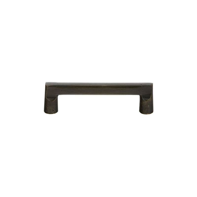 Rail 4" Center to Center Bar Pull, Flat Black Bronze Patina, 3"