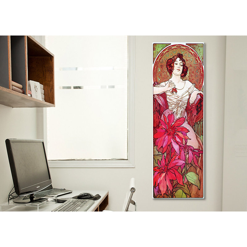 " Alphonse Mucha Ruby, 1900 ", 36" H x 12" W x 1.5" D