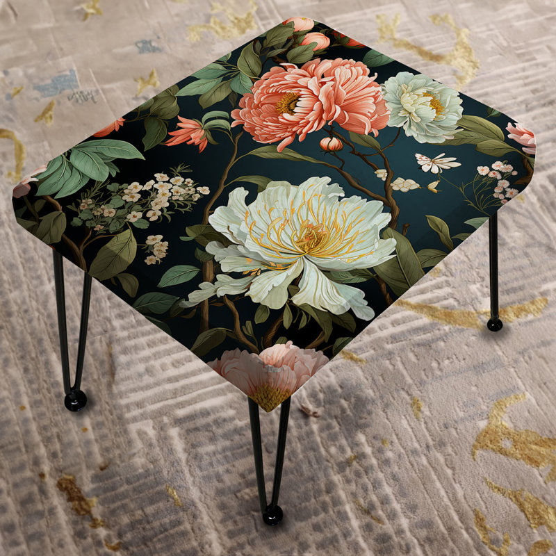 Repose-pieds rose et vert Garden Delight - Floral
