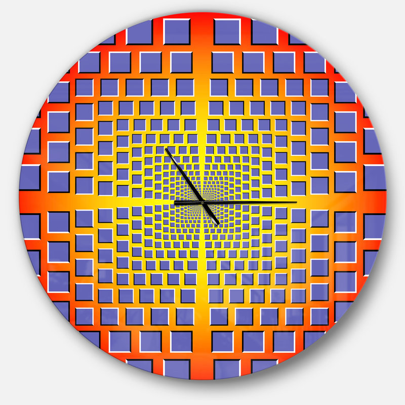 Illusion optique jaune - horloge murale moderne, Surdimensionné