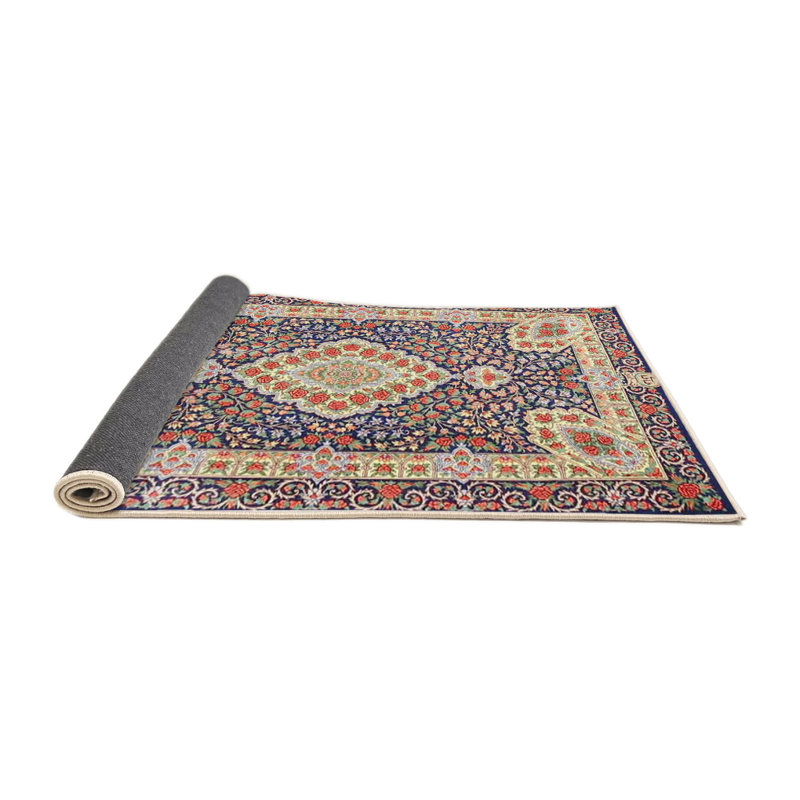 Tapis bleu/jaune/rouge traditionnel Tincher, Rond 3 pi