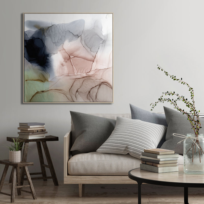 Blush by Fern Siebler - Painting on Canvas, Timber Floater Frame, 77.5 cm H x 77.5 cm W x 4 cm D