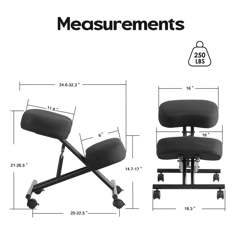 Fauteuil ergonomique à hauteur réglable 21-26,5 po avec frein de roue