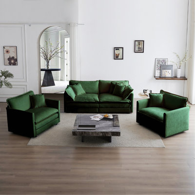 Florencio 3 Piece Sofa Set with Arm Pillows and Toss Pillows , Sofa Set Include 2- Piece of Arm Chair and One 2-seat Sofa by Latitude Run